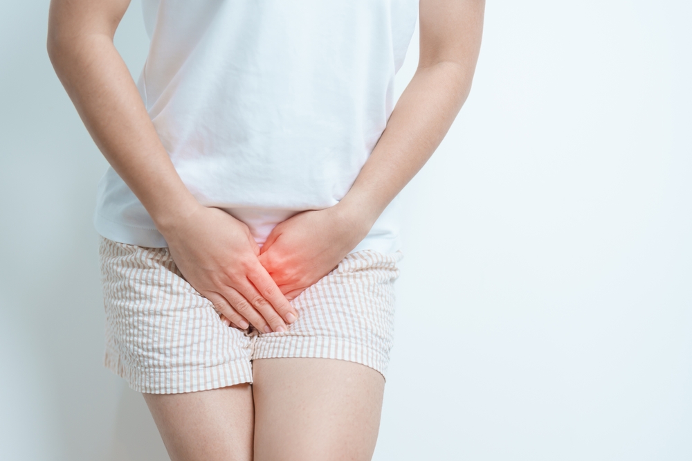 Woman having abdomen pain.